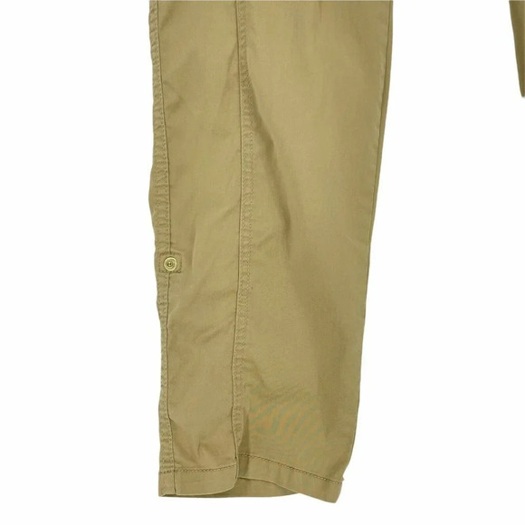 Chico's Pants Women's 1 Brown Cream Ankle Utility Slim High Rise Roll Tab Hem - Picture 5 of 9